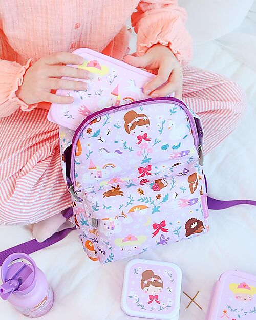 A Little Lovely Company Steel Lunch Box - Princesses - 17.5 x 6 x 12.5 cm Food Containers