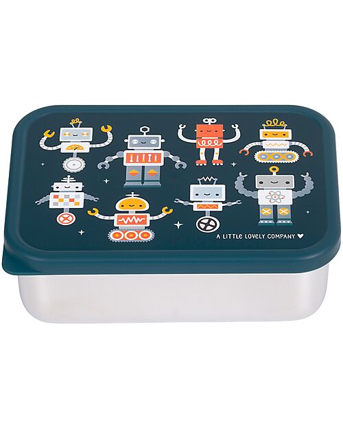 A Little Lovely Company Steel Lunch Box - Robot - 17.5 x 6 x 12.5 cm Food Containers