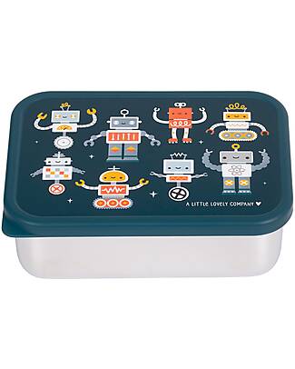 A Little Lovely Company Steel Lunch Box - Robot - 17.5 x 6 x 12.5 cm Food Containers