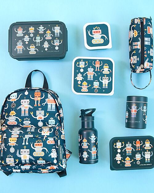 A Little Lovely Company Steel Lunch Box - Robot - 17.5 x 6 x 12.5 cm Snack Boxes