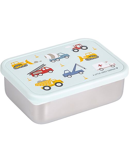 A Little Lovely Company Steel Lunch Box - Vehicles - 17.5 x 6 x 12.5 cm Food Containers