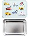 A Little Lovely Company Steel Lunch Box - Vehicles - 17.5 x 6 x 12.5 cm Food Containers