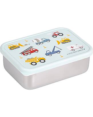A Little Lovely Company Steel Lunch Box - Vehicles - 17.5 x 6 x 12.5 cm Snack Boxes