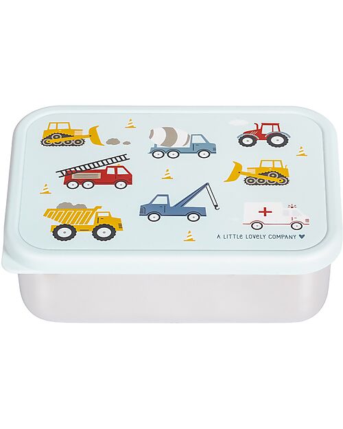 A Little Lovely Company Steel Lunch Box - Vehicles - 17.5 x 6 x 12.5 cm Snack Boxes