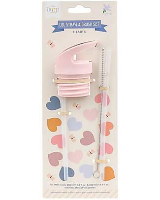 A Little Lovely Company Straw and Brush Cap Kit - Hearts Bottle Accessories