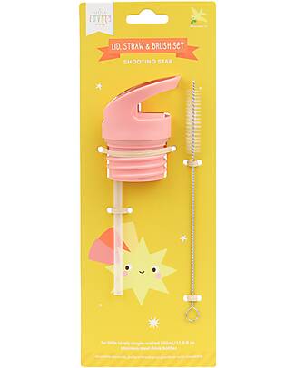 A Little Lovely Company Straw and Brush Cap Kit - Shooting Stars Bottle Accessories