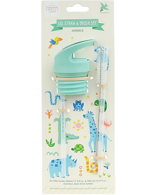 A Little Lovely Company Straw Cap and Pipe Cleaner Kit - Jungle Bottle Accessories