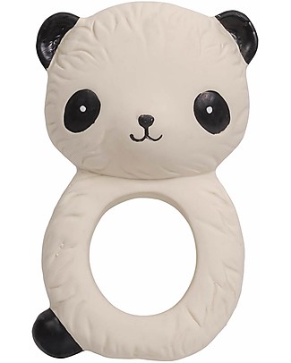 A Little Lovely Company Teething Ring, White Panda - 100% Natural Rubber Teethers