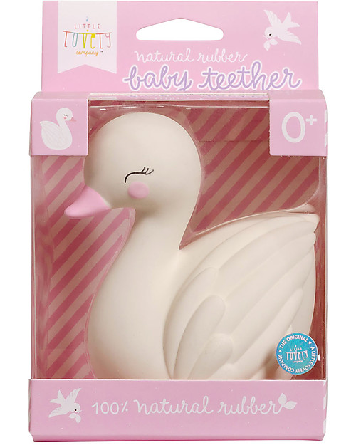 A Little Lovely Company Teething Toy, White Swan - 100% Natural Rubber Teethers