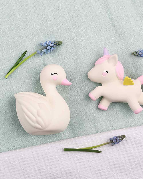 A Little Lovely Company Teething Toy, White Swan - 100% Natural Rubber Teethers
