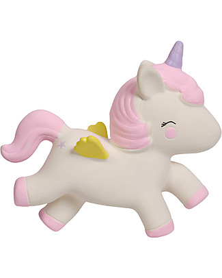 A Little Lovely Company Teething Toy, White Unicorn - 100% Natural Rubber Teethers