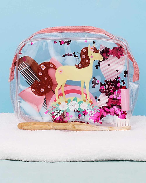 A Little Lovely Company Toiletry Bag Glitter - Horse Makeup Bags and Pouches