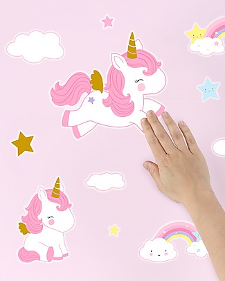 A Little Lovely Company Wall Stickers -Unicorn Gold - 28 Stickers Snack and Formula Containers