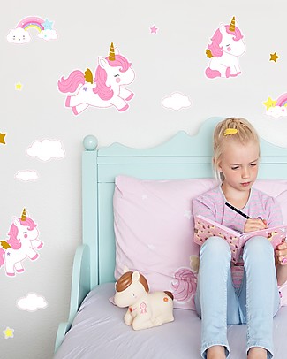 A Little Lovely Company Wall Stickers -Unicorn Gold - 28 Stickers Snack and Formula Containers