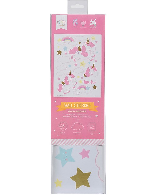 A Little Lovely Company Wall Stickers -Unicorn Gold - 28 Stickers Thermal Containers