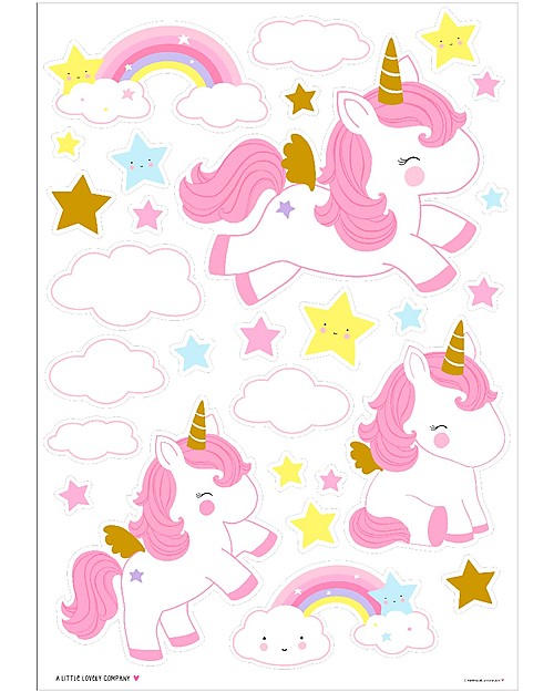 A Little Lovely Company Wall Stickers -Unicorn Gold - 28 Stickers Thermal Containers