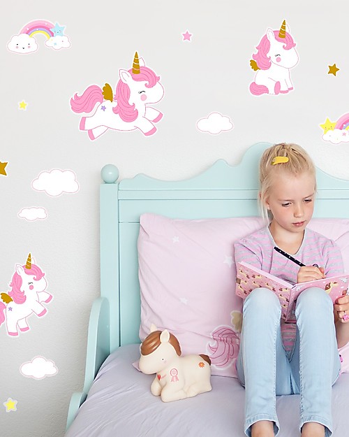 A Little Lovely Company Wall Stickers -Unicorn Gold - 28 Stickers Thermal Containers