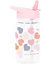 A Little Lovely Company Water Bottle with Straw 450 ml - Hearts - BPA Free! Non-Thermal Water Bottles