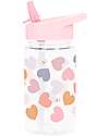 A Little Lovely Company Water Bottle with Straw 450 ml - Hearts - BPA Free! Non-Thermal Water Bottles