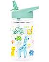 A Little Lovely Company Water Bottle with Straw 450 ml - Jungle - BPA Free! Non-Thermal Water Bottles