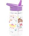 A Little Lovely Company Water Bottle with Straw 450 ml - Princesses - BPA Free! Non-Thermal Water Bottles