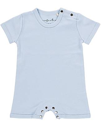 A Muffin in the Oven Muffin Playsuit with Short Sleeves - Blue - 100% Pima Cotton Short Rompers