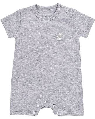 A Muffin in the Oven Muffin Playsuit with Short Sleeves - Heather Grey - 100% Pima Cotton Short Rompers