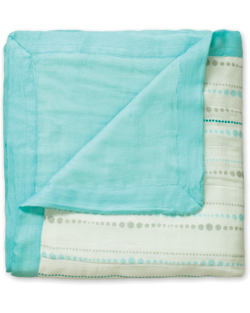 Aden Anais Azure Beads and Solid Aqua Reversible Bamboo Dream Blanket 100 Bamboo Muslin 120 x 120 cm unisex bambini