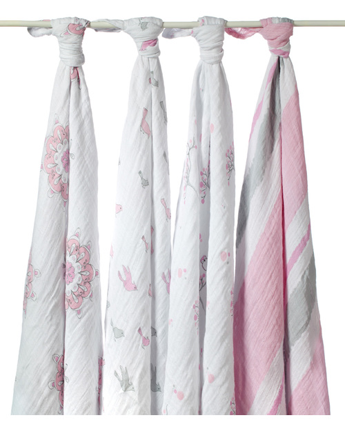 Aden & Anais For the Birds Classic Swaddles Set of 4 Multiuse 100