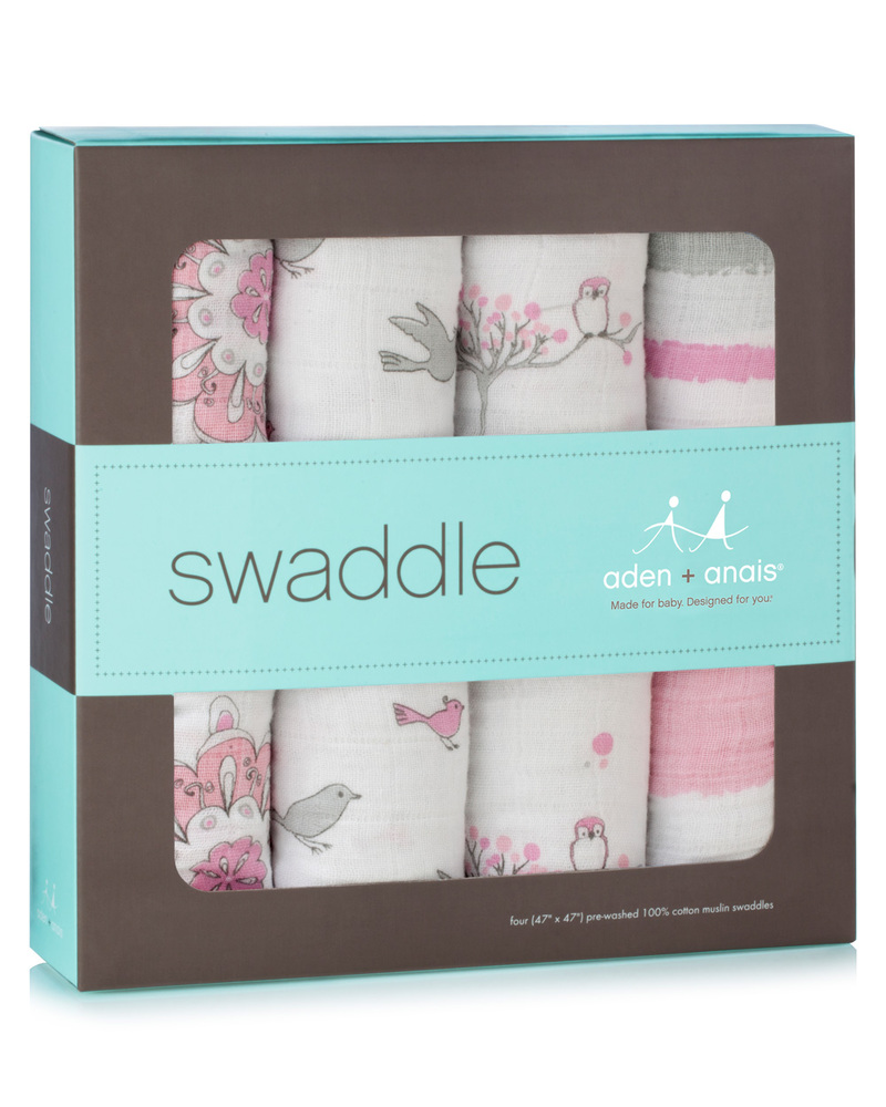 Aden & Anais For the Birds Classic Swaddles Set of 4 Multiuse 100