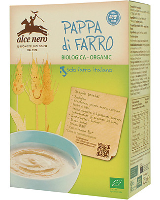 Alce Nero Organic Spelt Instant Baby Food, 250 gr - 100% Italian ingredients Baby Cereal
