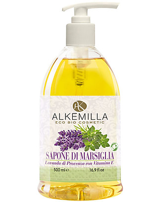Alkemilla Organic Liquid Soap, Marseille, Lavender of Provence with Vitamin E - 500 ml Detergents