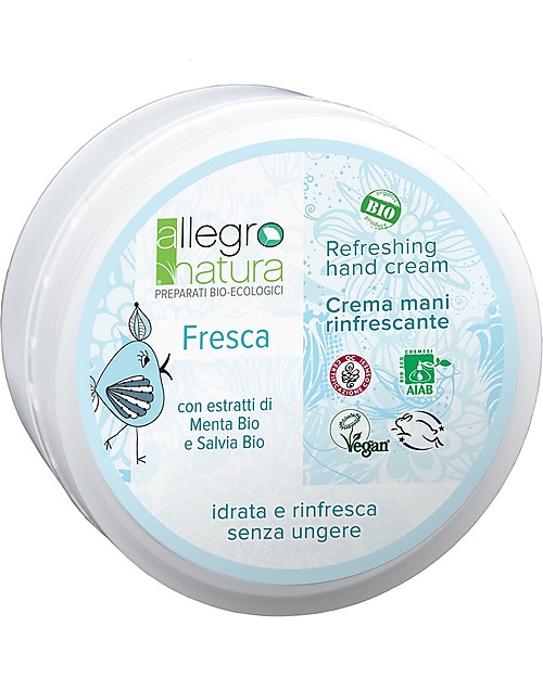 Allegro Natura Fresh Organic Hand Cream with Mint and Sage, 50 ml - Refreshing and Hydrating Body Lotions And Oils