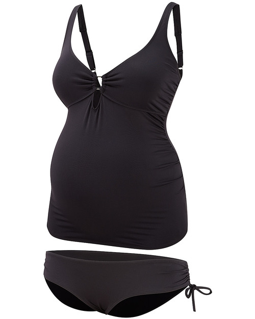 Amoralia Reglisse Ruched Maternity Tankini - Black Bikinis And Tankinis