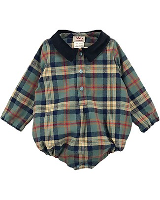 ANG Studio Gino - Long Sleeve Shirt Body - Tartan Turquoise - 100% Oeko Tex Cotton Long Sleeves Bodies