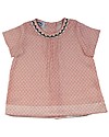 ANG Studio Isotta Tunic Dress with Lace Neckline, Pink Flowers - 100% cotton Dresses_