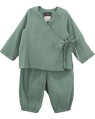 Ang Un Bebé Kimono Green Summer Suit - 100% Cotton Sets And Co-Ords