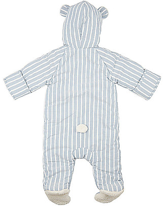 Annaliv OUTLET Little Grow Padded and Warm,White+Blue Stripes - 100% organic cotton lining - Showroom Sample Babygrows