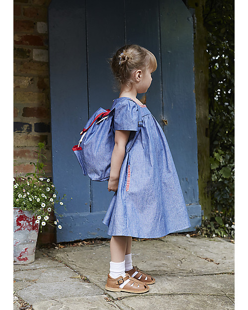 Annaliv Pure Natural Cotton Kids Backpack, Blue & Red - 1+ years! Kindergarten Backpacks