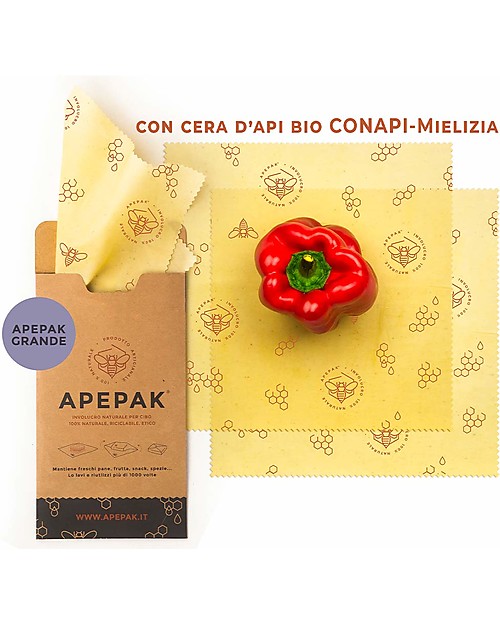 Apepak Beeswax Wraps for Food - Set of 2 Pieces - Medium Food Containers