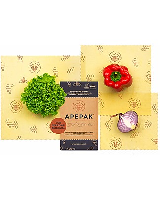Apepak Beeswax Wraps for Food - Set of 3 Pieces - The Mixed Pack Reusable Pouch