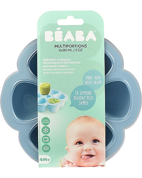 Béaba Silicone Multiportions for Food - Blue - 6x90 ml - Time Saver unisex  (bambini)
