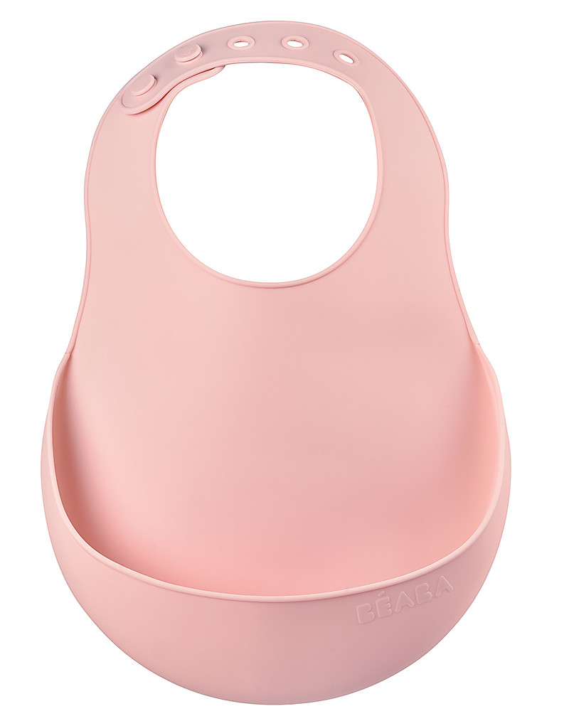 Béaba Waterproof Bib with Food Catching Pocket - Silicone - Pink unisex ( bambini)