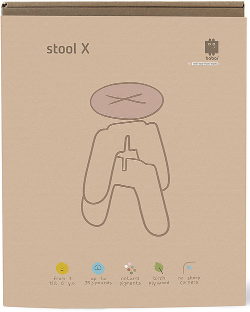 Babai Toys Montessori Wooden Cross Stool for Children - Pink - Stimulates the Autonomy and Imagination of your Child Stools