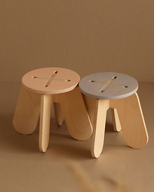 Babai Toys Montessori Wooden Cross Stool for Children - Pink - Stimulates the Autonomy and Imagination of your Child Stools