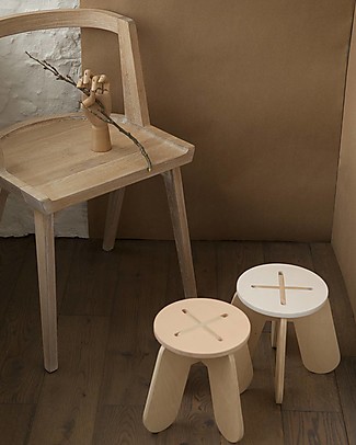 Babai Toys Montessori Wooden Cross Stool for Children - White - Stimulates the Autonomy and Imagination of your Child Chairs