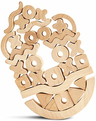 Babai Toys Wooden Balance Toy - Balancer Natural - from 18 Months Aged - for Whole Family Wooden Stacking Toys