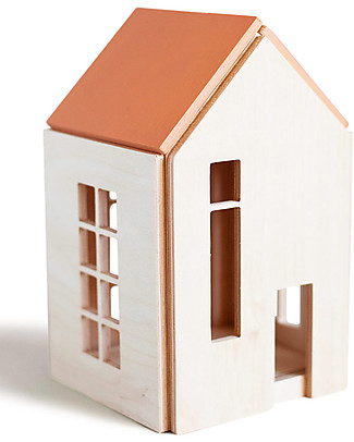 Babai Toys Wooden Dollhouse on the Magnets - Burnt - Medium Size - Fun and Beautiful to See Wooden Stacking Toys