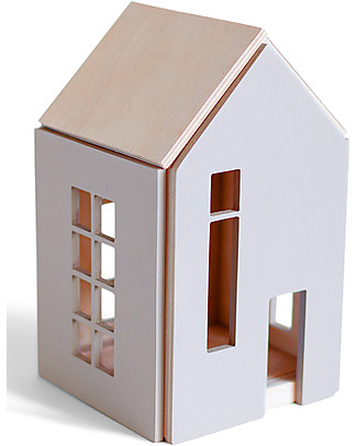 Babai Toys Wooden Dollhouse on the Magnets - Grey - Medium Size - Fun and Beautiful to See Dolls Houses