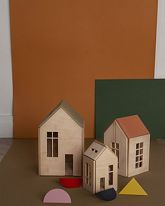 Babai Toys Wooden Dollhouse on the Magnets - Khaki - Large Size - Fun and Beautiful to See Wooden Stacking Toys